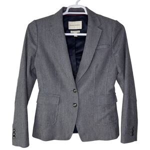 Banana Republic Women's 6 Blazer Italian Fabric Wool Blend‎ Gray Plaid 2 Button
